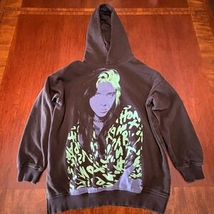 Billie Eilish H&M Oversized Hoodie Black Neon Green Graphic Youth 8–10